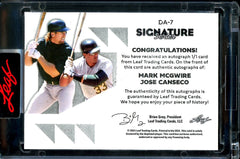 2023 Leaf Signature Series Mark McGwire/Jose Canseco Dual Auto 1/1 Athletics