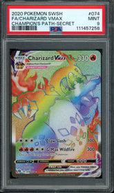 2020 Pokemon SWSH Champions Path Charizard Vmax #074 Secret Rare PSA 9