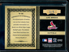 2005 Panini Prime Cuts Lou Brock Timeline HOF Inductee Triple Relic /5 Cardinals