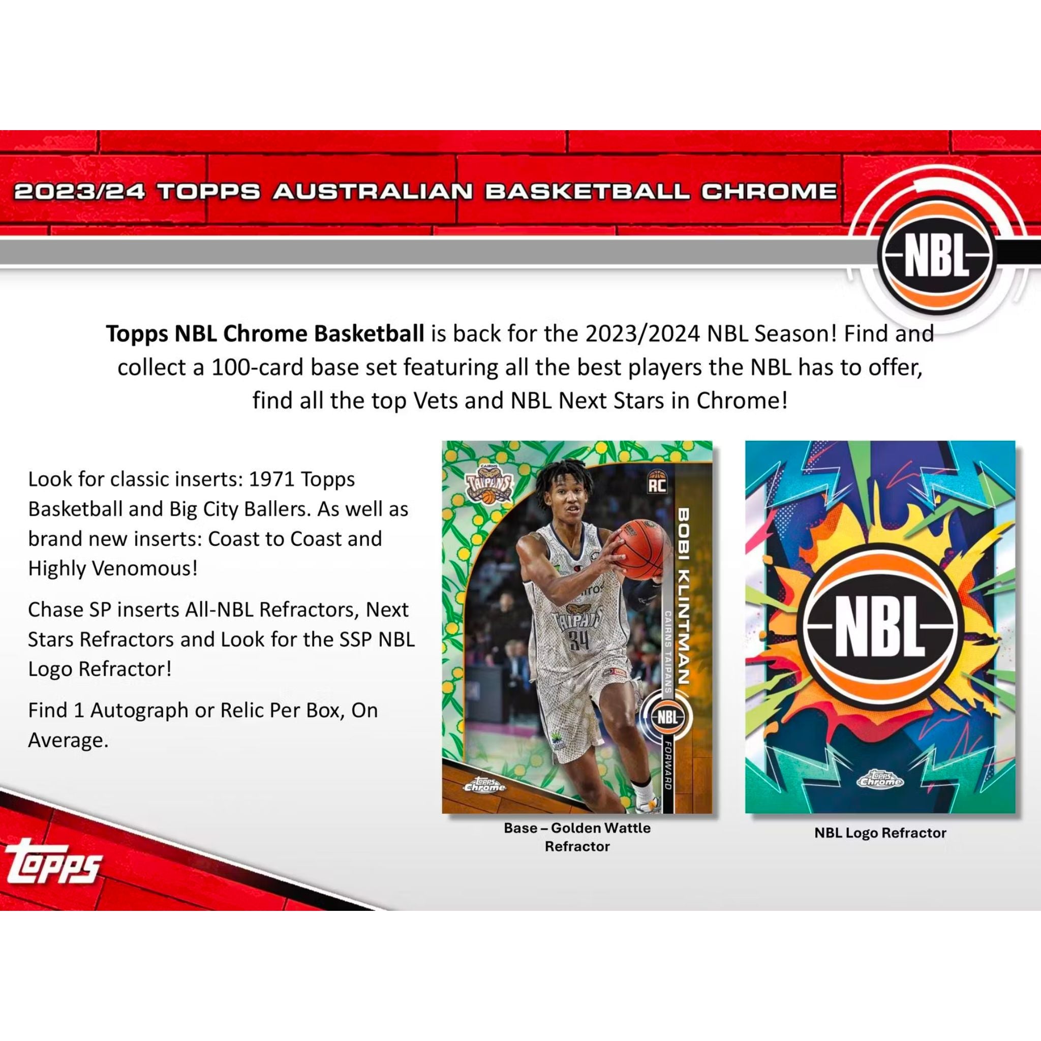 2023/24 Topps Chrome NBL Australian Basketball Hobby Box