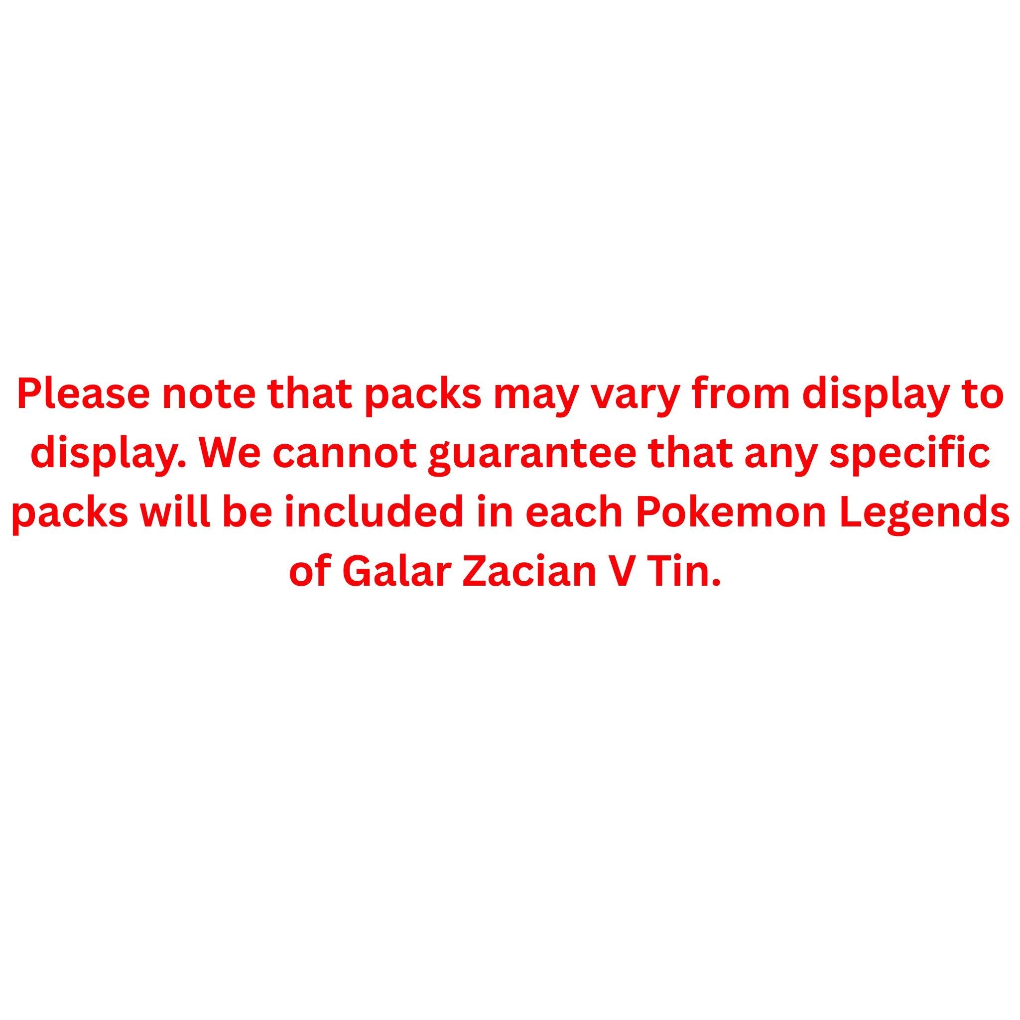 Pokemon Legends of Galar Zacian V Tin