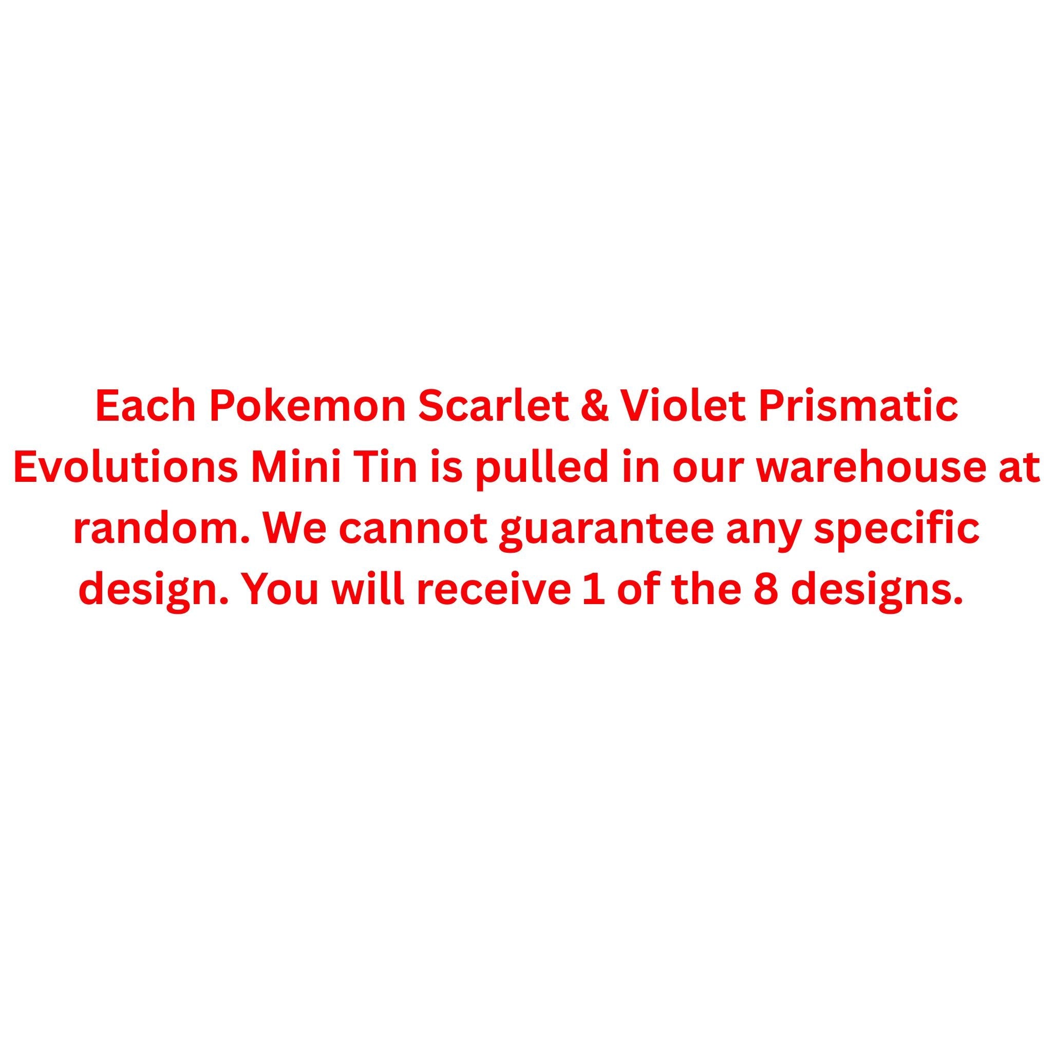 Pokemon Scarlet & Violet Prismatic Evolutions Mini Tin