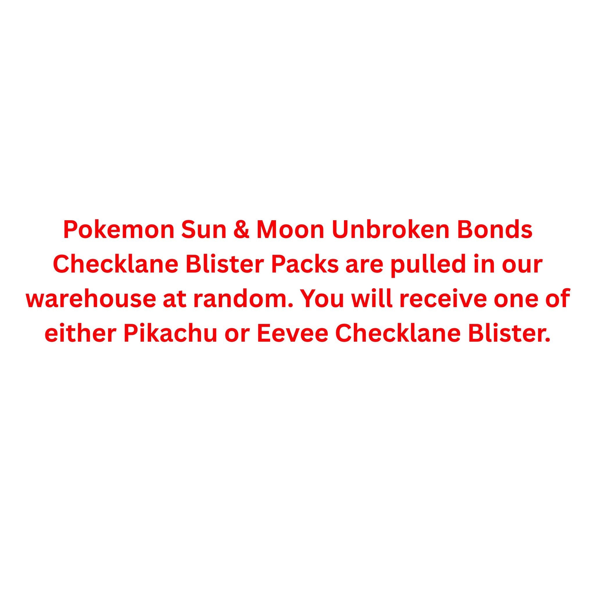 Pokemon Sun & Moon Unbroken Bonds Checklane Blister Pack