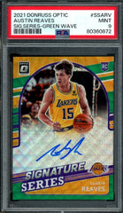 2021/22 Panini Optic Austin Reaves Rookie Auto Green Wave PSA 9 Lakers