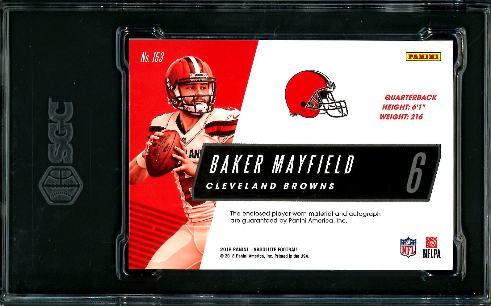 2018 Panini Absolute Baker Mayfield Rookie RPA /399 SGC 9.5 Browns