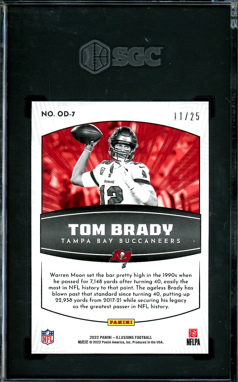 2022 Panini Illusions Tom Brady Operation Detonation Gold /25 SGC 9.5 Buccaneers