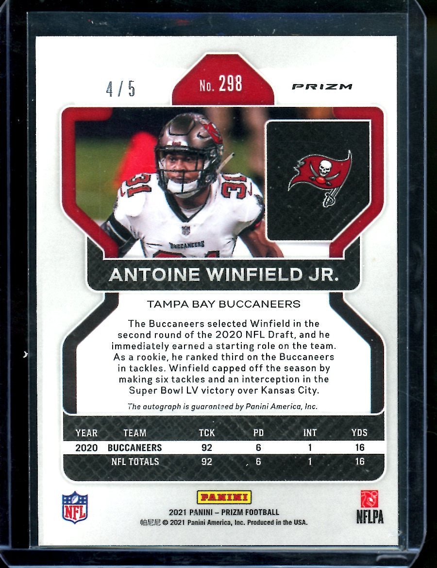 2021 Panini Prizm Antoine Winfield Jr. Blue Shimmer Auto /5 Buccaneers
