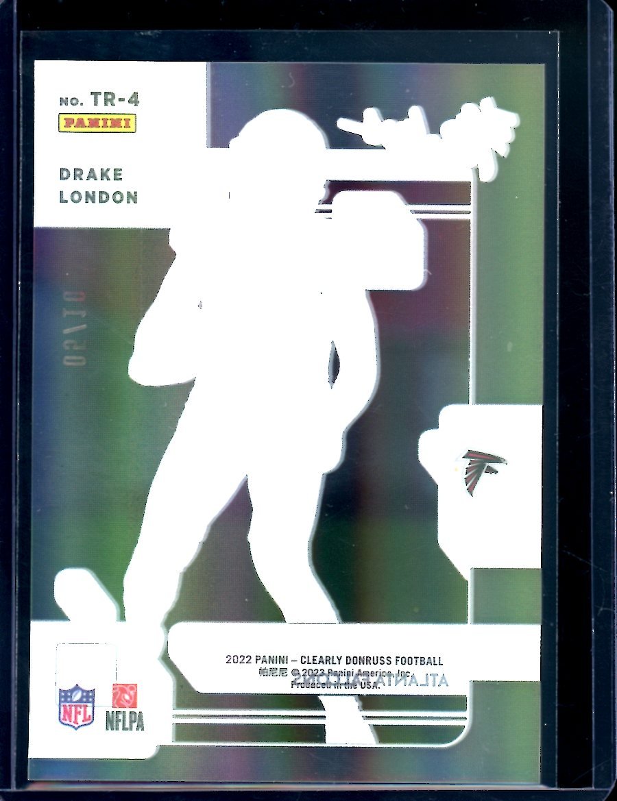 2022 Panini Donruss Clearly Drake London Rookie The Rookies /10 Falcons