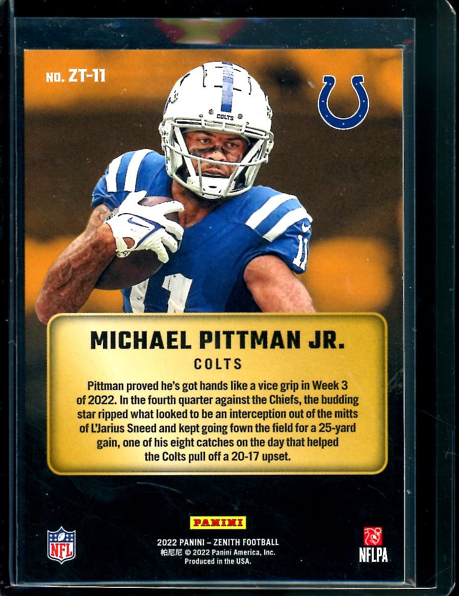 2022 Panini Zenith Michael Pittman Jr. Z-Team Green /5 Colts
