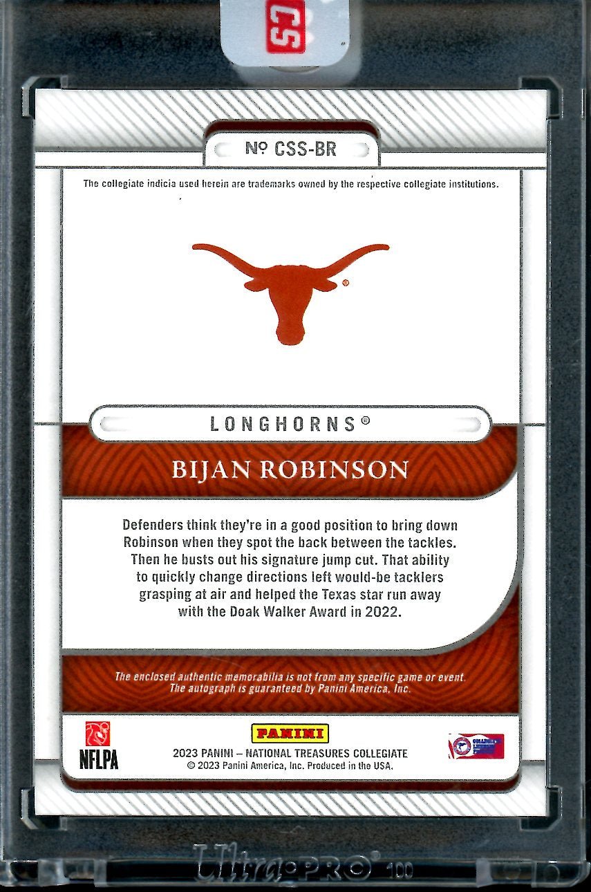 2023 Panini National Treasures Collegiate Bijan Robinson Rookie Silhouettes RPA /99 Texas