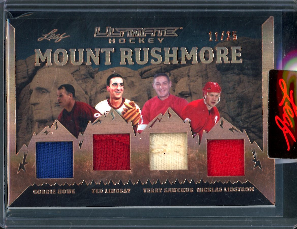 2023 Leaf Ultimate Hockey Gordie Howe/Ted Lindsay/Terry Sawchuk/Nicklas Lidstrom Mount Rushmore Quad Patch /25