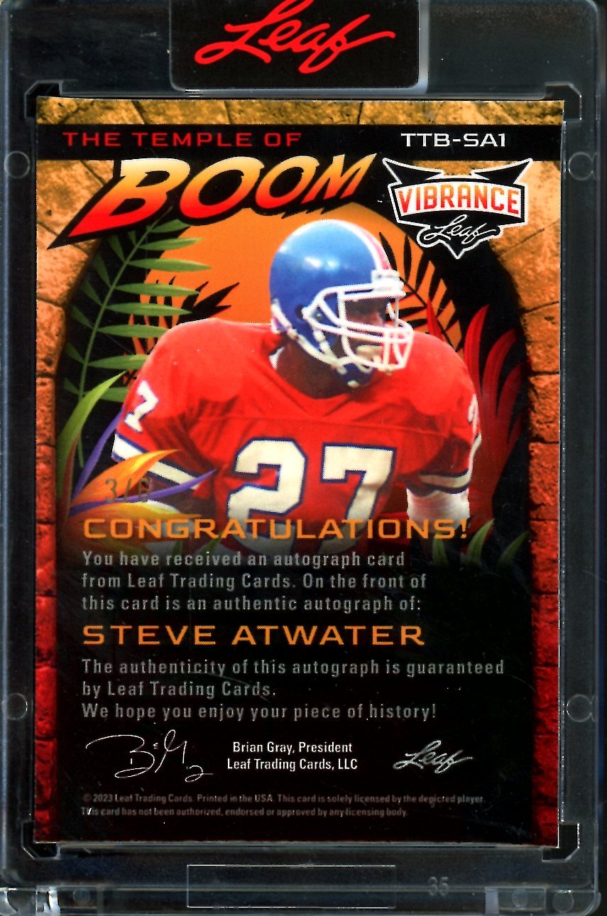 2023 Leaf Vibrance Steve Atwater The Temple of Boom Auto /6 Broncos