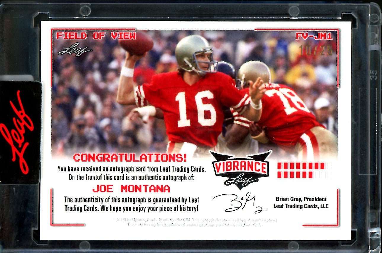 2023 Leaf Vibrance Joe Montana Field of View Auto /25 49ers
