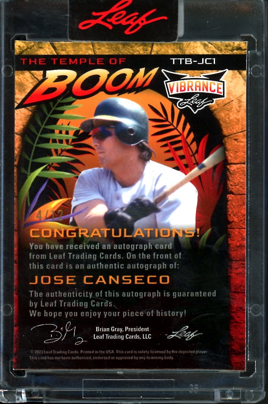 2023 Leaf Vibrance Jose Canseco The Temple of Boom Auto /12