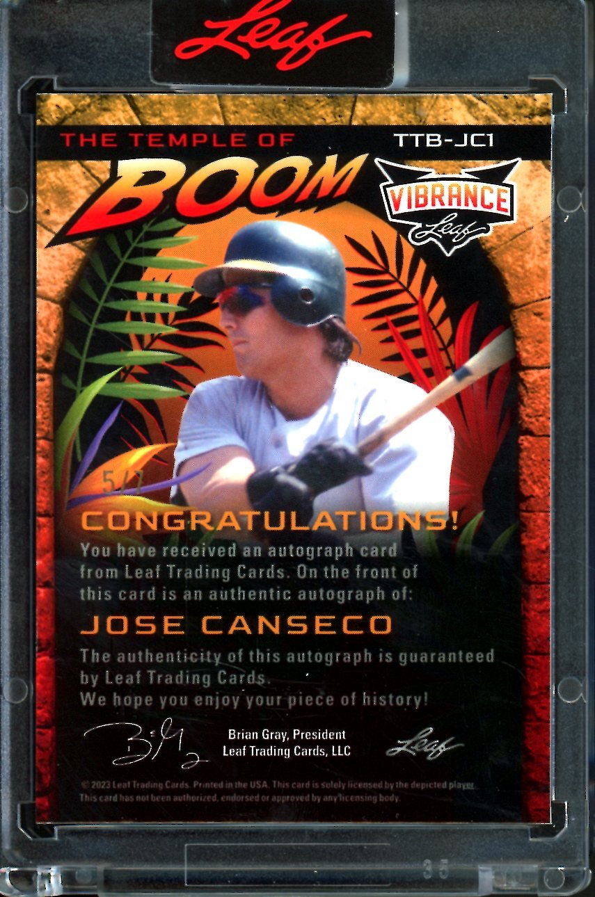 2023 Leaf Vibrance Jose Canseco The Temple of Boom Auto /7
