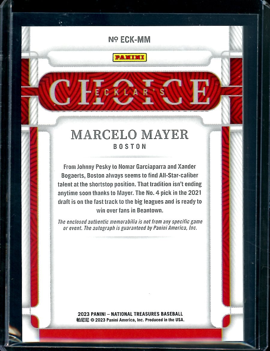 2023 Panini National Treasures Marcelo Mayer Ecklar's Choice Patch Auto /99 Red Sox