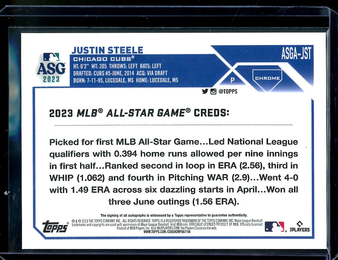 2023 Topps Chrome Justin Steele Rookie ASG Auto Cubs