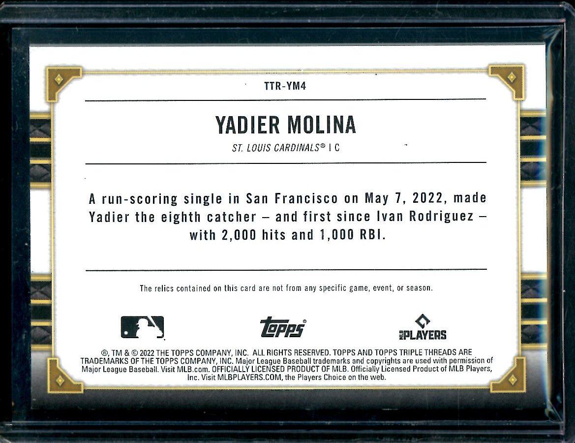 2022 Topps Triple Threads Yadier Molina Patch /9 Cardinals
