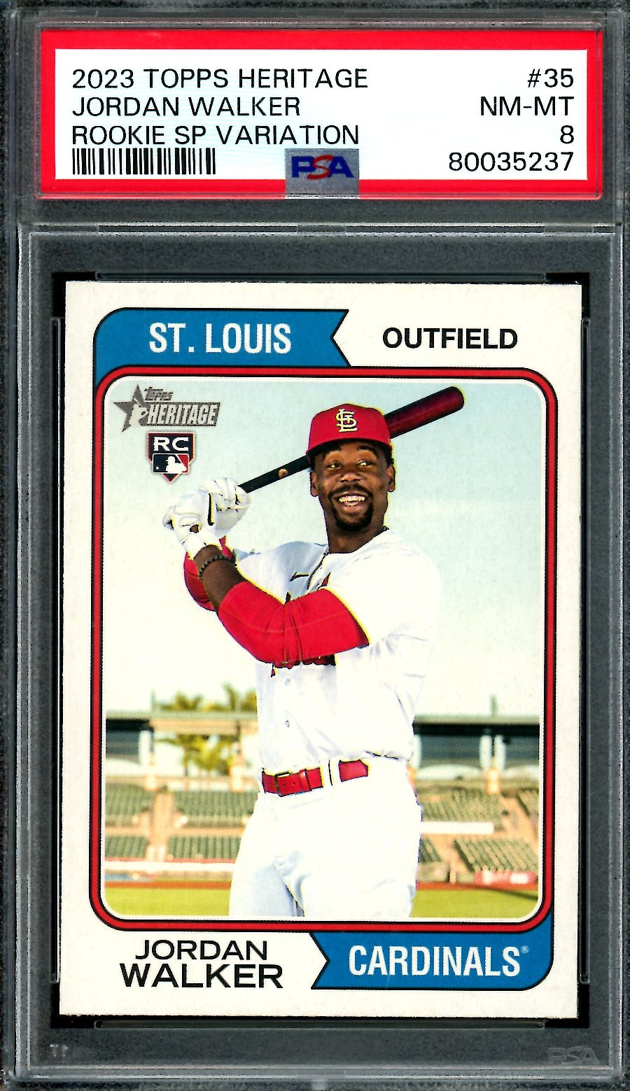 2023 Topps Heritage Jordan Walker Rookie SP Variation PSA 8 Cardinals