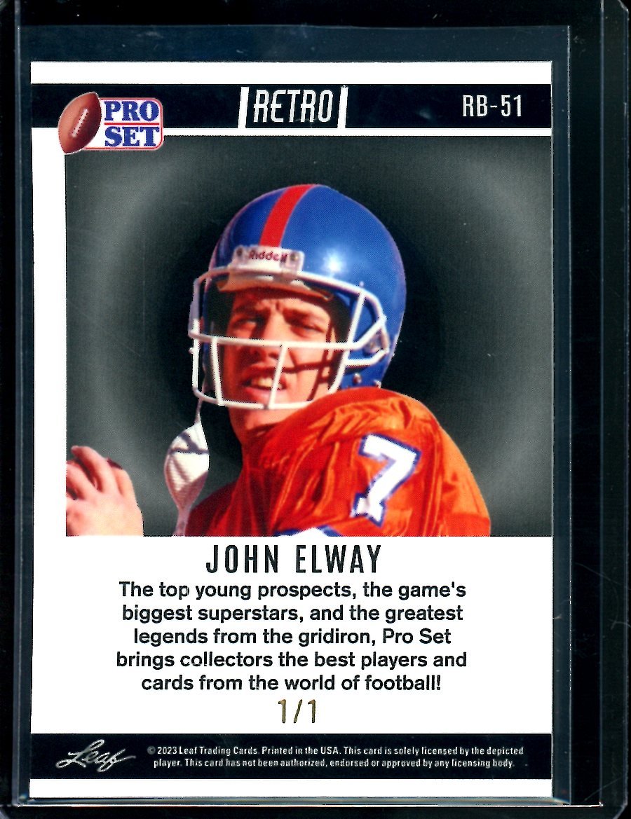 2023 Leaf Pro Set Metal John Elway Orange Ice 1/1 Broncos