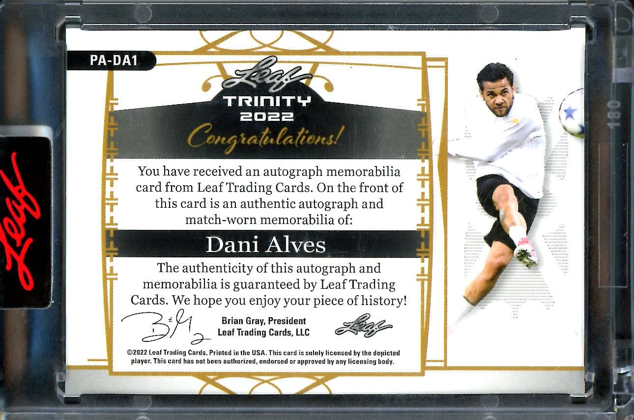 2022 Leaf Trinity Soccer Dani Alves Patch Auto Green /8