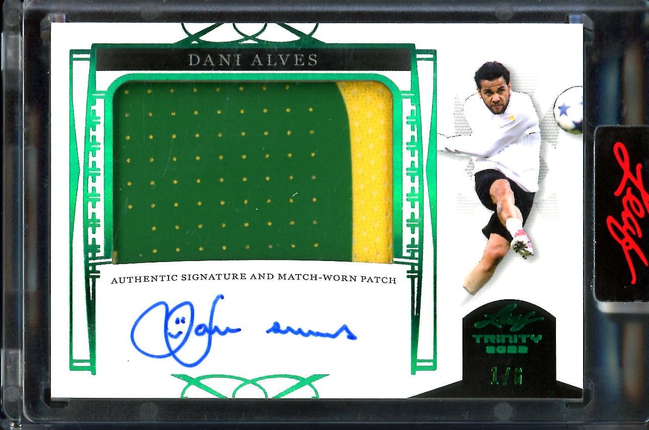 2022 Leaf Trinity Soccer Dani Alves Patch Auto Green /8