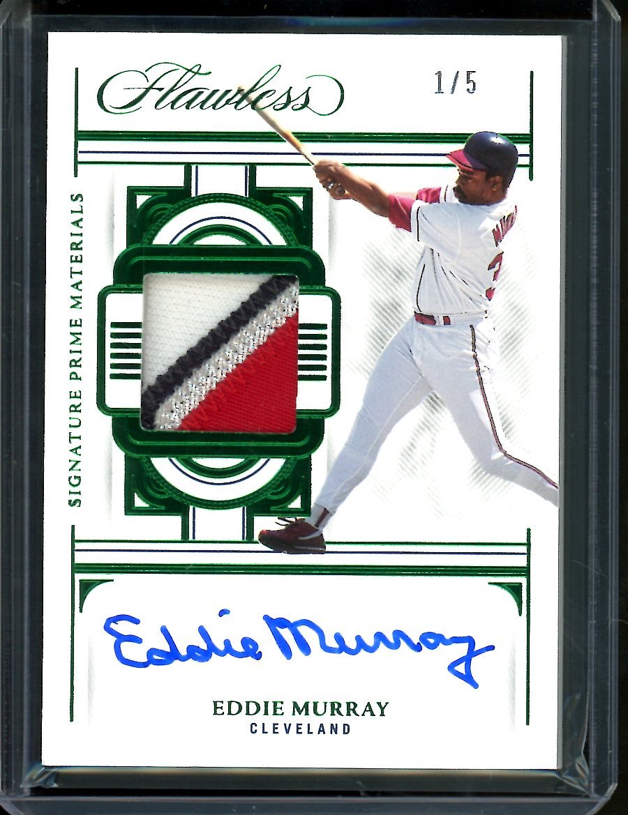 2023 Panini Flawless Eddie Murray Signature Prime Materials Patch Auto Emerald /5 Braves