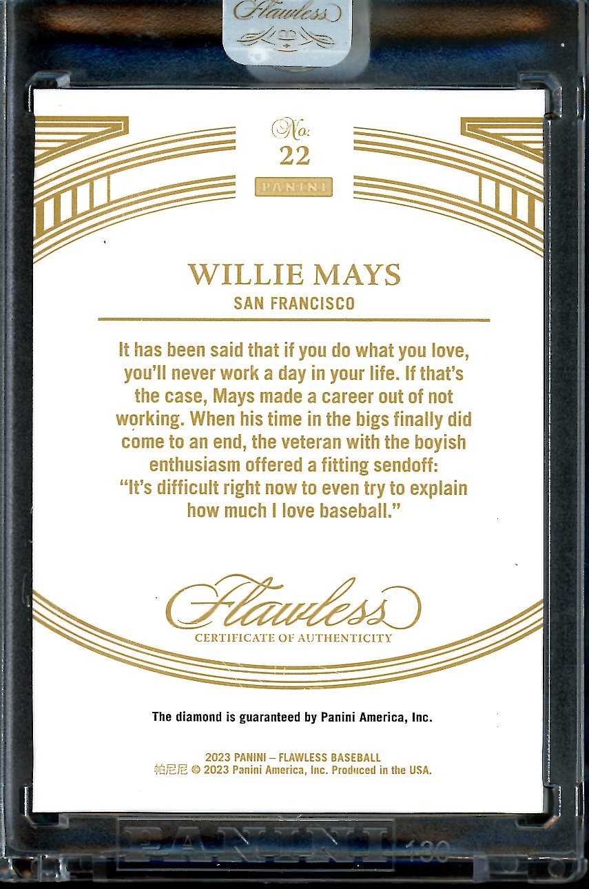 2023 Panini Flawless Willie Mays Legends Diamond /20 Giants