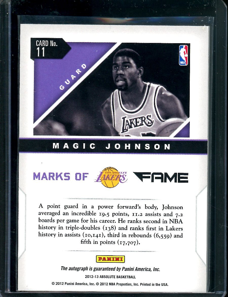 2012/13 Panini Absolute Magic Johnson Marks of Fame Auto /49 Lakers
