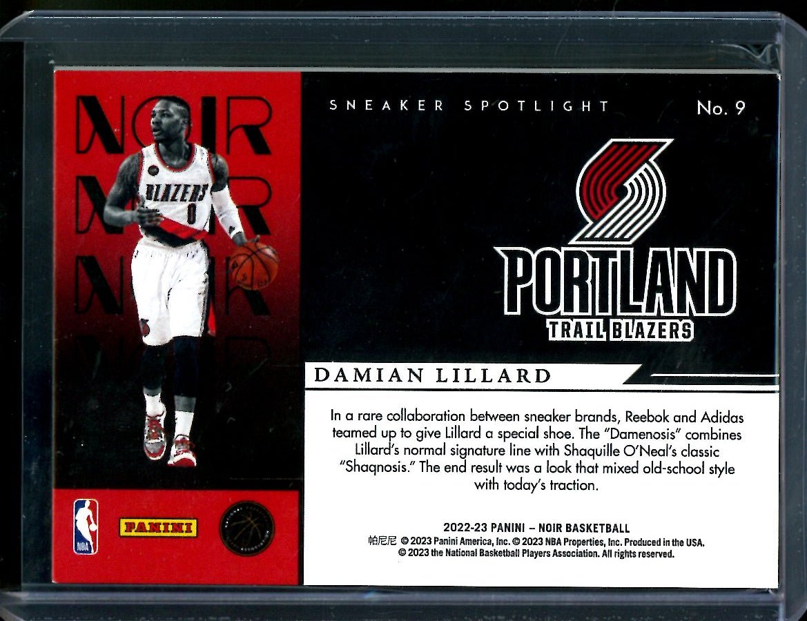 2022/23 Panini Noir Damian Lillard Sneaker Spotlight /99 Trail Blazers