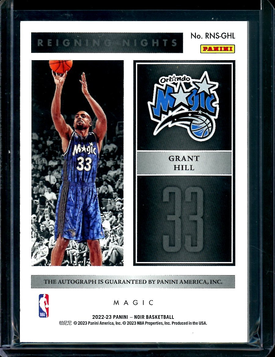 2022/23 Panini Noir Grant Hill Reigning Nights Auto /49 Magic