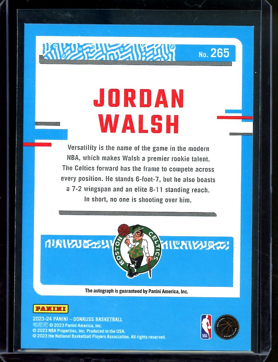 2023/24 Panini Donruss Choice Jordan Walsh Rookie Auto Blue /49 Celtics
