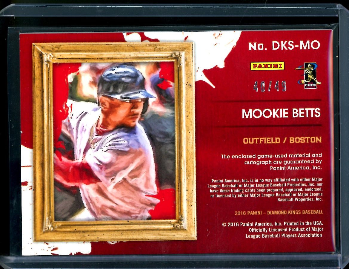 2016 Panini Diamond Kings Mookie Betts Patch Auto Blue /49 Red Sox