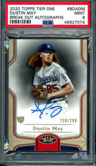 2020 Topps Tier One Dustin May Rookie Auto /299 PSA 9 Dodgers