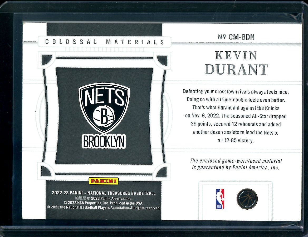 2022/23 Panini National Treasures Kevin Durant Colossal Patch /99 Nets