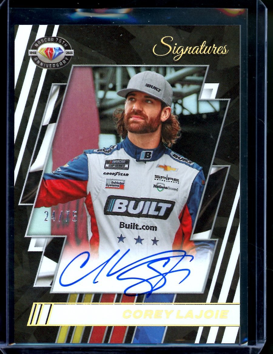 2023 Panini Chronicles Racing Corey Lajoie 75th Anniversary Signatures Auto /75 NASCAR