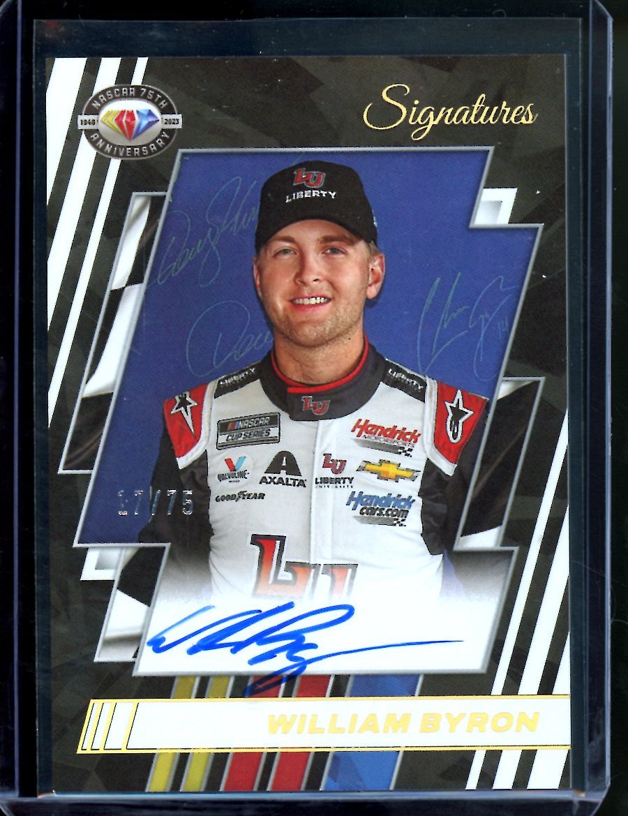 2023 Panini Chronicles Racing William Byron 75th Anniversary Signatures Auto /75 NASCAR
