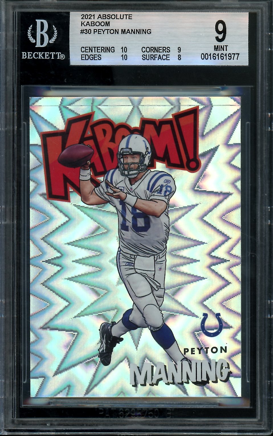 2021 Panini Absolute Peyton Manning Kaboom! BGS 9 Colts