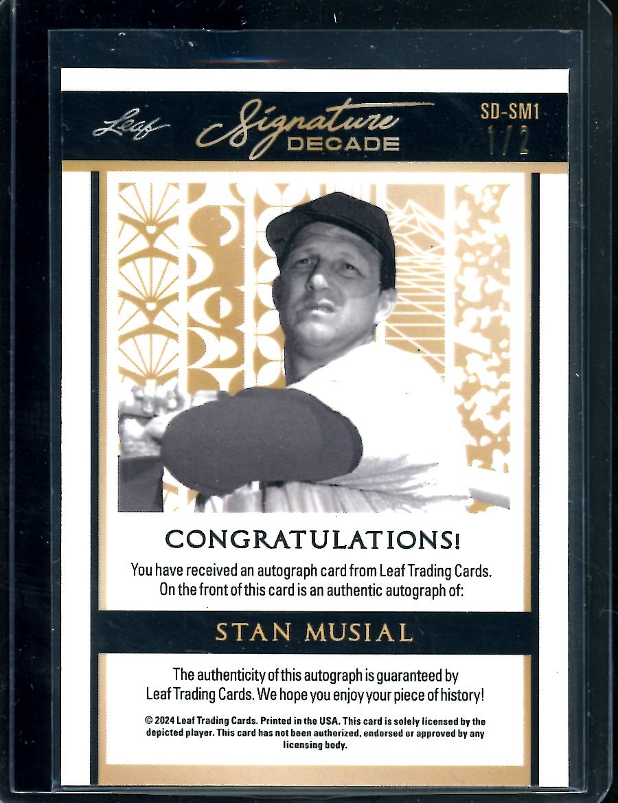 2023 Leaf Sports Heroes Stan Musial Auto Purple /2 Cardinals