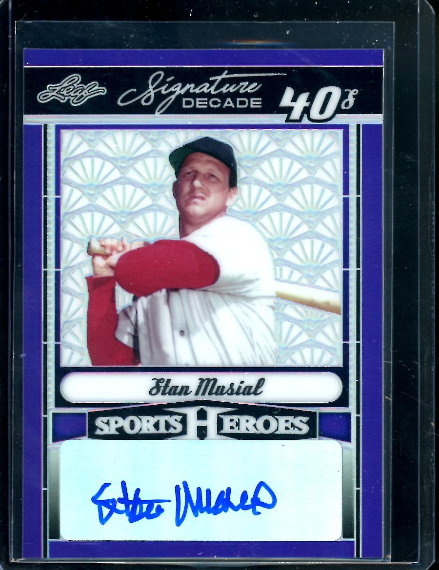 2023 Leaf Sports Heroes Stan Musial Auto Purple /2 Cardinals