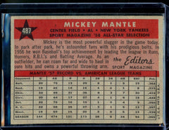1958 Topps Mickey Mantle All Star Selections #487 Yankees 4