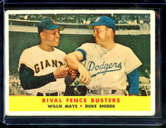 1958 Topps Willie Mays/Duke Snider Rival Fence Busters #436