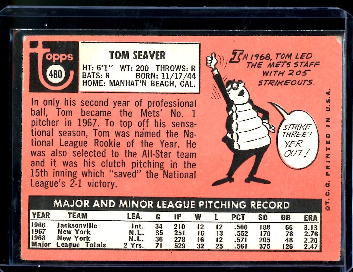 1969 Topps Tom Seaver #480 Mets 1