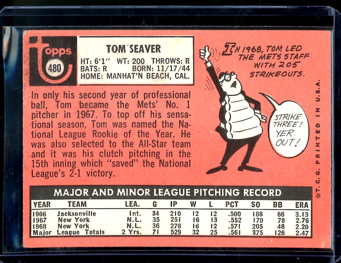 1969 Topps Tom Seaver #480 Mets 2