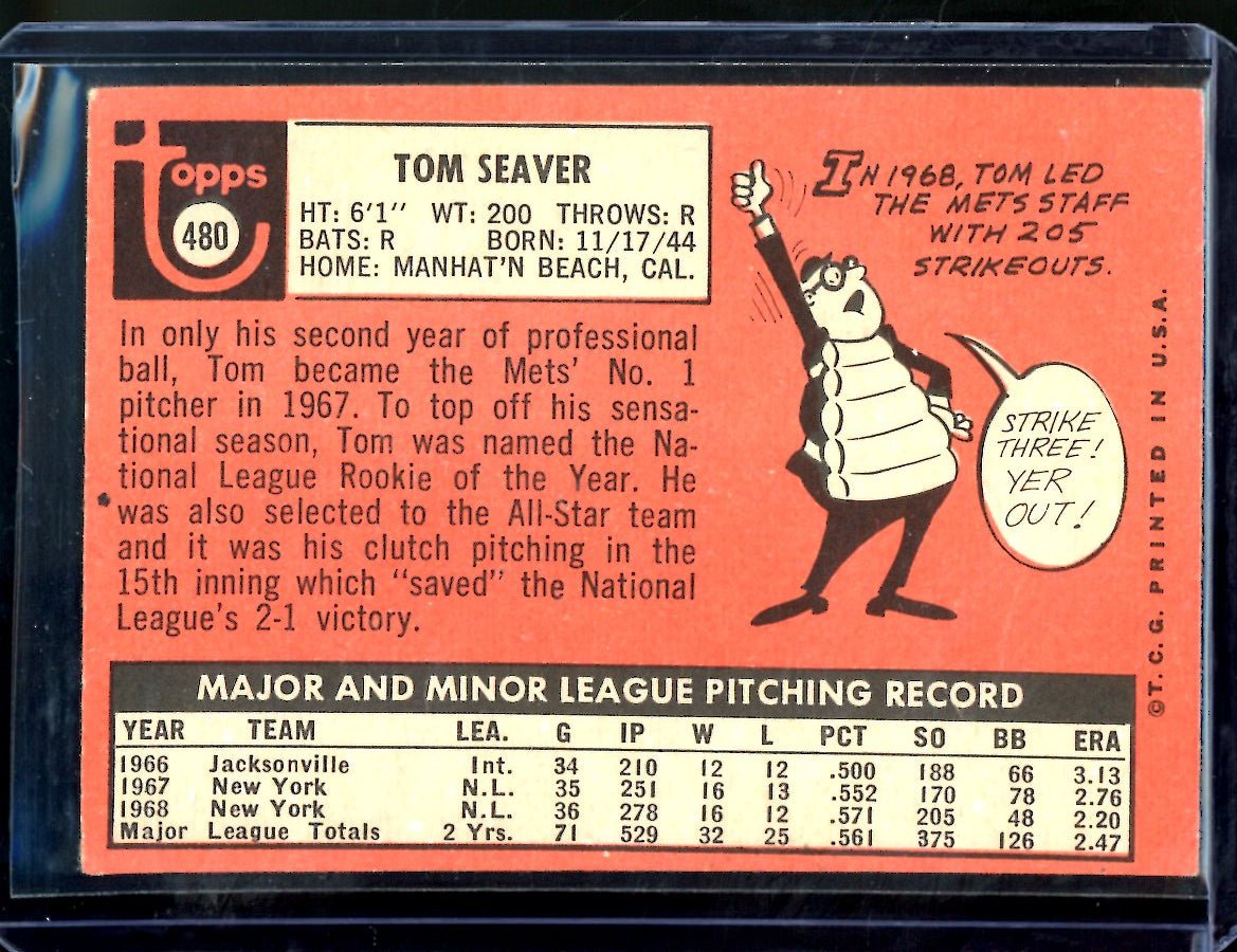 1969 Topps Tom Seaver #480 Mets 3