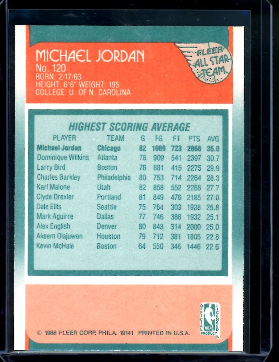 1988 Fleer Michael Jordan All Star Team #120 Bulls OLD