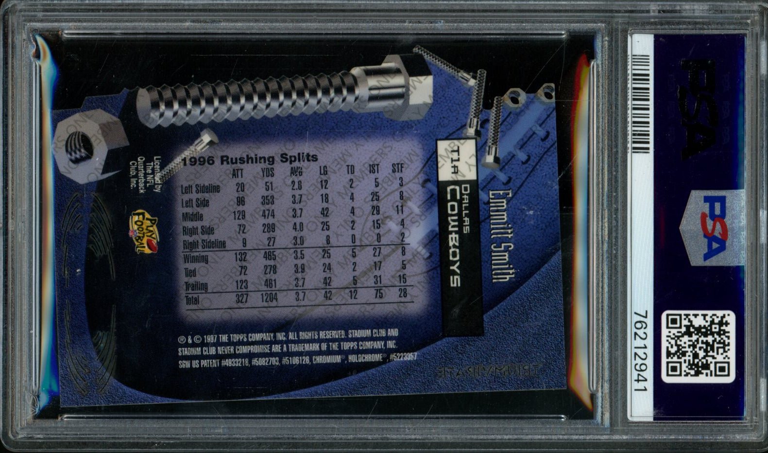 1997 Topps Stadium Club Emmitt Smith Triumvirate PSA 5 Cowboys
