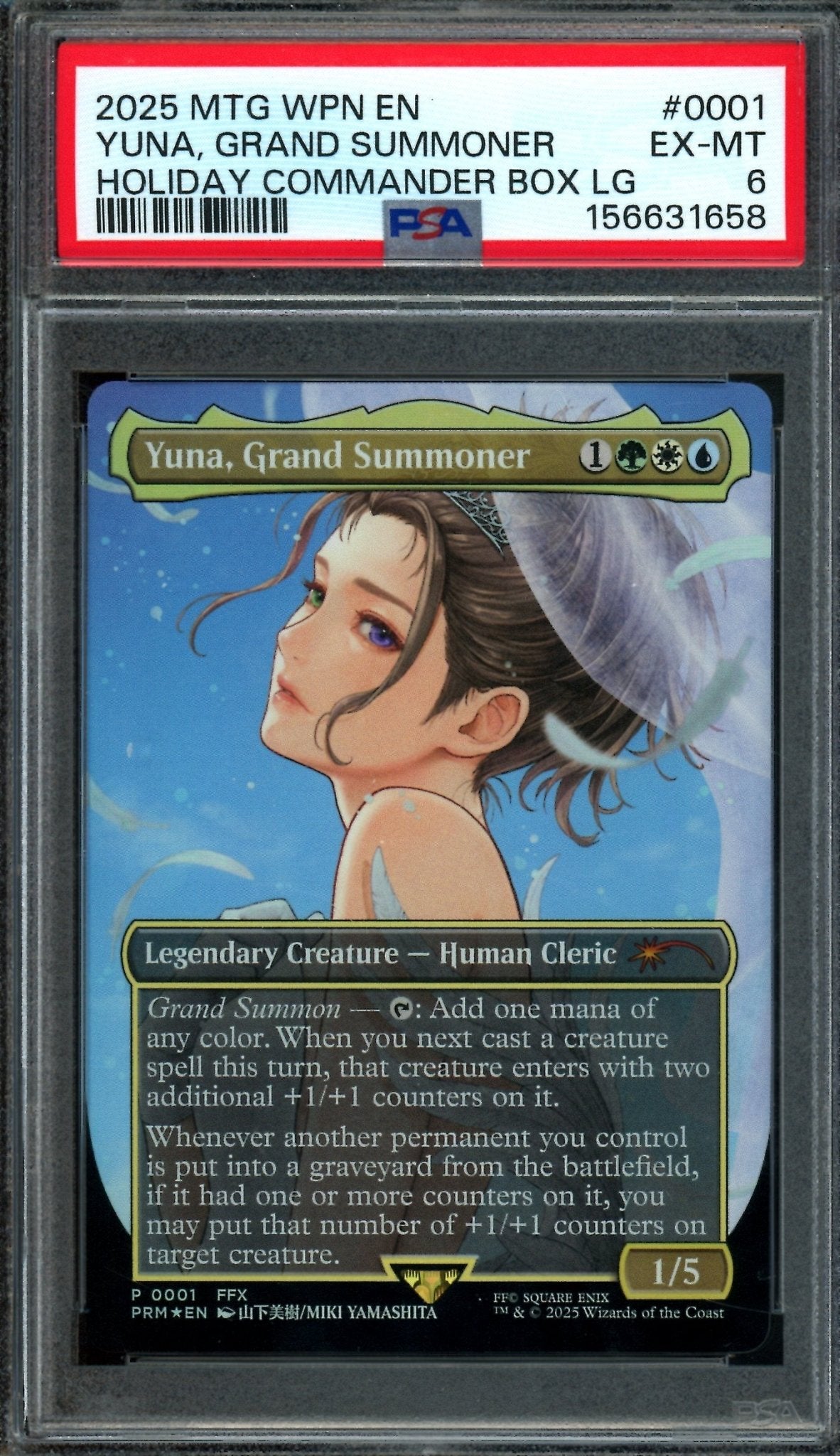 2025 Magic The Gathering Holliday Commander Box Yuna, Grand Summoner #0001 PSA 6