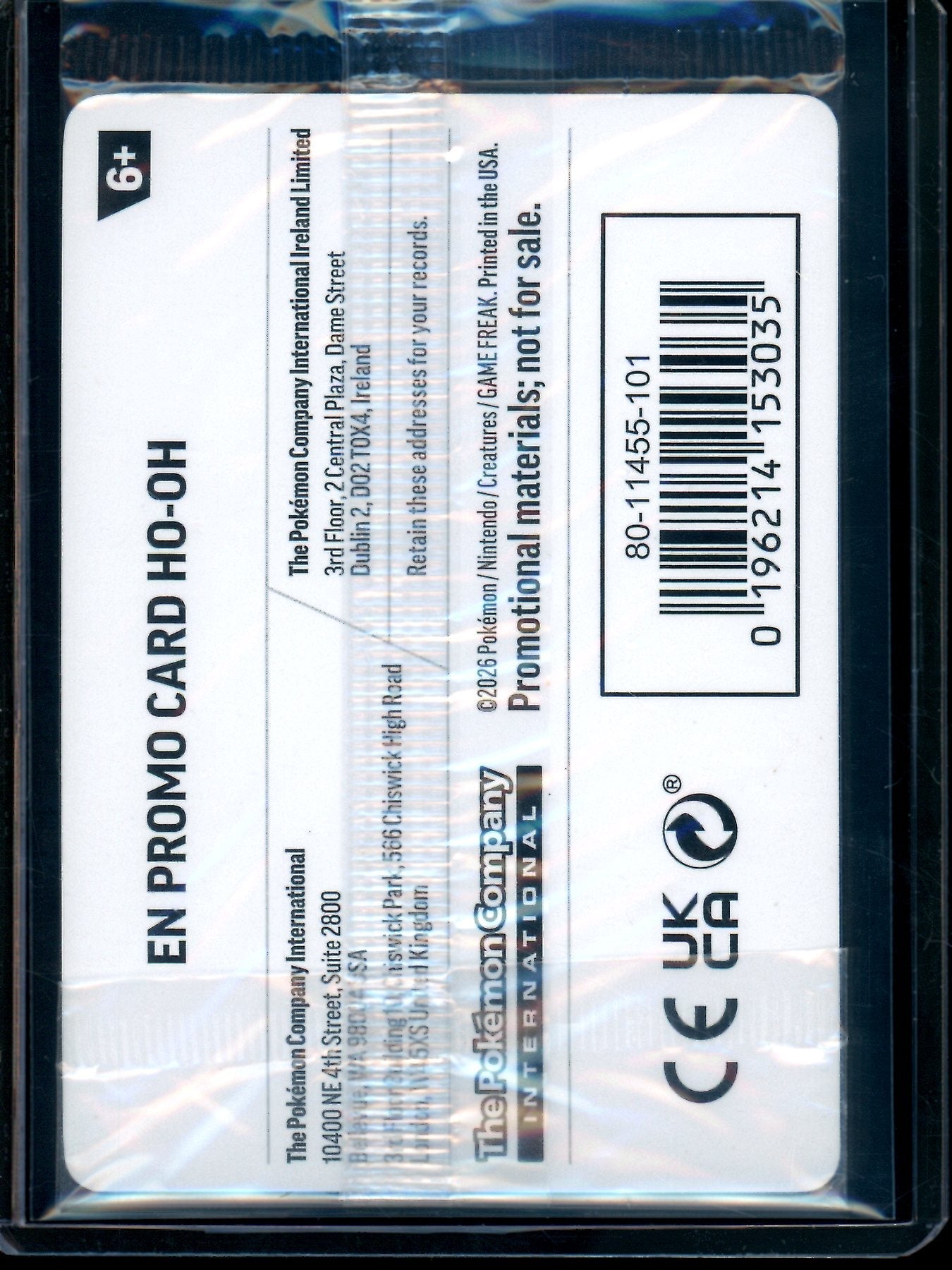 2026 Pokemon Gamestop Ho-Oh Sealed Promo 010/086