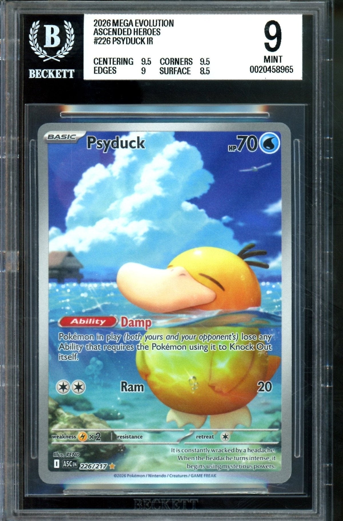2026 Pokemon Ascended Heroes Psyduck 226/217 BGS 9